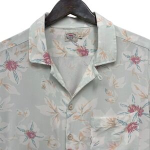 Faherty Floral Casual Button Down Shirt - Light Green and Pink